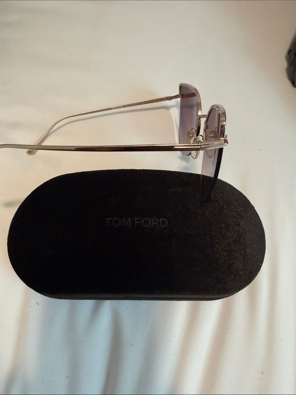 Tom Ford Cat-Eye Sunglasses in Rose Gold Frame with Brown Lenses